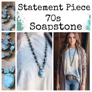 Vintage Soapstone & Scarab Necklace